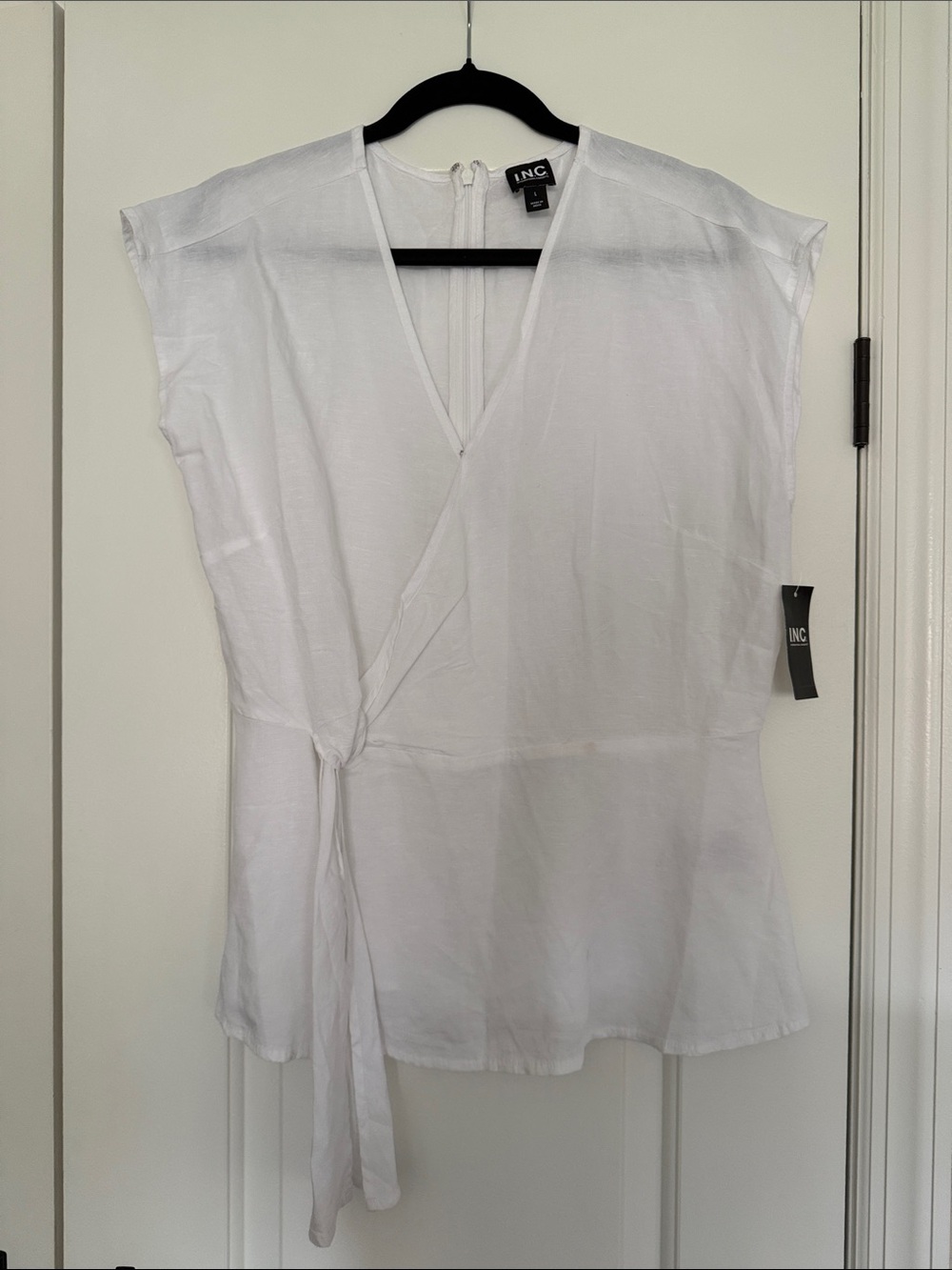 INC International Concepts White Wrap Tie V-Neck Tunic